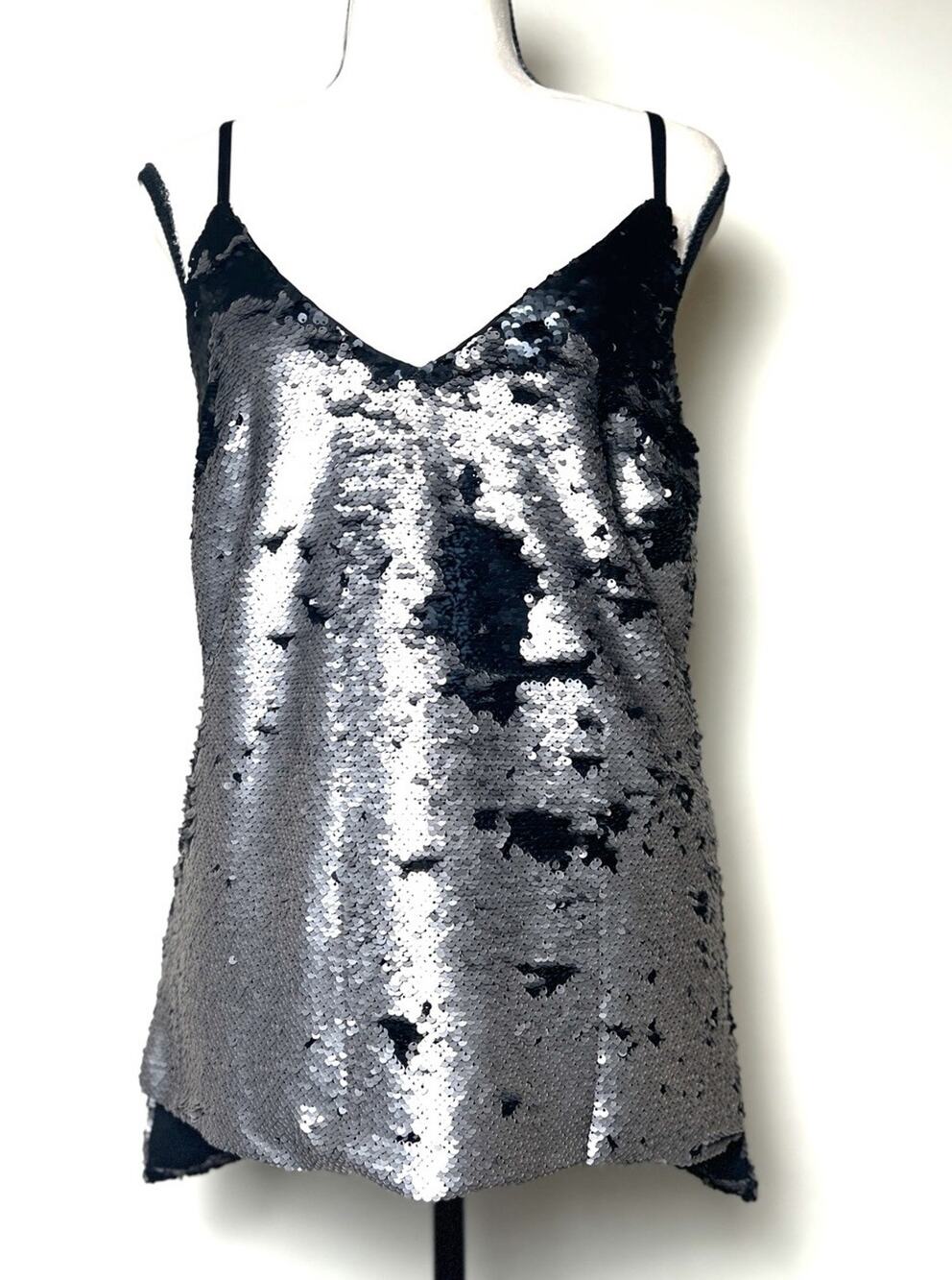 Next Sequined Distressed Cami Shirt Top Women Size Medium Grunge Punk Y2K